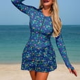 thumbnail image 4 of Yammkia Women's Racerback Athletic One Piece Swimsuit Modest Knee Lenth Full Coverage Bathing Suit Womens One Piece Bathing Suits(Navy,L), 4 of 5