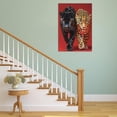 thumbnail image 3 of Mudket Black Panther & Leopard Red Background Canvas Wall Art, Bold Modern Wildlife Wall Pictures for Living Room Print for Office Man Cave Home Decor , Framed Ready to Hang - 12"L x 8"W, 3 of 9