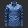 thumbnail image 2 of Men Solid Color Long Sleeve Button Down Shirt Casual Turn Down Collar Top Fashion Lightweight Soft Fabric Daily Business Work Outdoor Sport Wear Shirts Polos For Men, 2 of 5