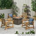 thumbnail image 4 of Eleanor Outdoor 5 Piece Wood and Wicker Club Chairs and Fire Pit Set, 4 of 6