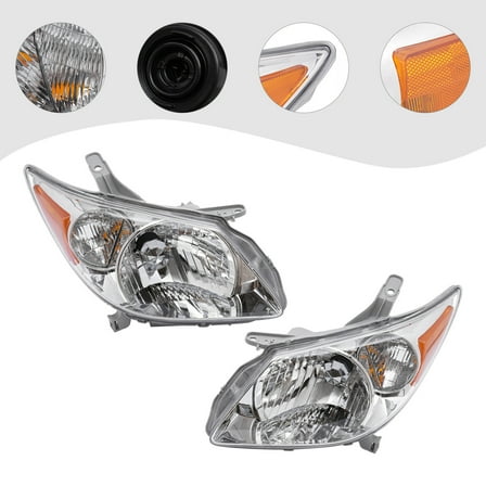 For 2005-2008 Pontiac Vibe Halogen Headlights Headlamps Assembly Left Right Pair