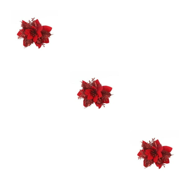 Matsuzay Flor de brillo de Navidad Decoración artificial Flores Cabezas Granja Ventana Chimenea Festival Adorno de jardín Rojo Type1 NO1