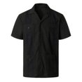 thumbnail image 1 of Camisas Para Hombre Manga Larga Hombres primavera y verano moda y ocio Dongfeng Multi bolsillo botón solapa camiseta manga corta (Black, L), 1 of 7