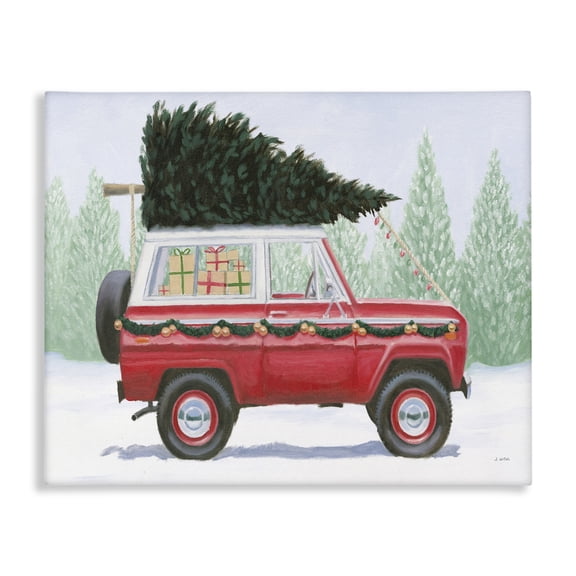 Stupell Industries Farmhouse Red Utility Truck Winter Christmas Tree Snowy Forest Canvas Art, 20 x 16, by James Wiens