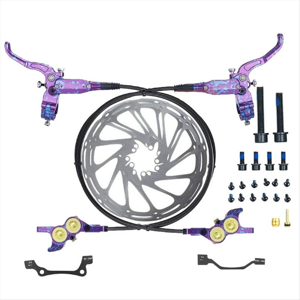 Kit de Freno de Disco Hidráulico para Bicicleta de Montaña FV4, Freno Delantero y Trasero de 4 Pistones, Aluminio.