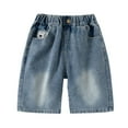 thumbnail image 4 of Toddler Boys Jeans Shorts Straight Leg Loose Elastic Waist Shorts Boys Size 2-3 Years Boys Shorts, 4 of 6