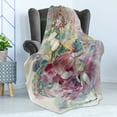 thumbnail image 4 of Watercolor Soft Flannel Fleece Throw Blanket, Oriental Dance Theme Young Girl Performing in Traditional Costume Fantasy, Cozy Plush for Indoor and Outdoor Use, 70" x 90", Multicolor, by Ambesonne, 4 of 5