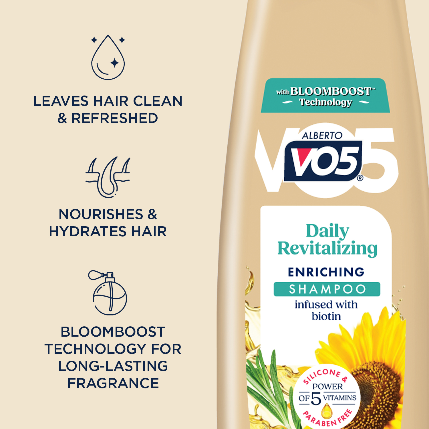 Alberto VO5 Daily Revitalizing Enriching Shampoo with Biotin, Vitamin-Enriched, Paraben Free Formula for Strong, Healthy Hair