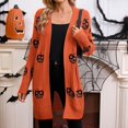thumbnail image 2 of Women's Halloween Cardigan Sweaters Loose Ribbed Open Front Knit Coat Pumpkin Long Sleeve Cute Fall Winter Clothes, 2 of 8