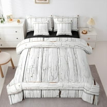 Manfei Old Barn Door 7-Piece Twin Bedding Sets,Rustic Wood Bedding Comforter Set,Country Farmhouse Cabin Sheet Sets For Adults,Breathable Home Decor Reversible