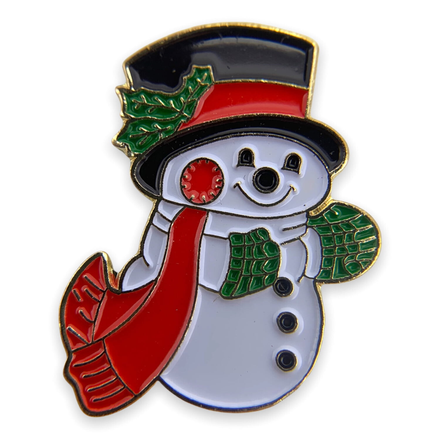 Pinback Button Badge 1.5" SNOWMAN HAPPY FACE 