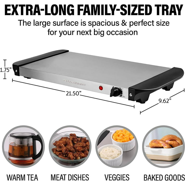 OVENTE Electric Warming Tray w/ Adjustable Temperature Control Perfect for  Buffets, Silver FW170S