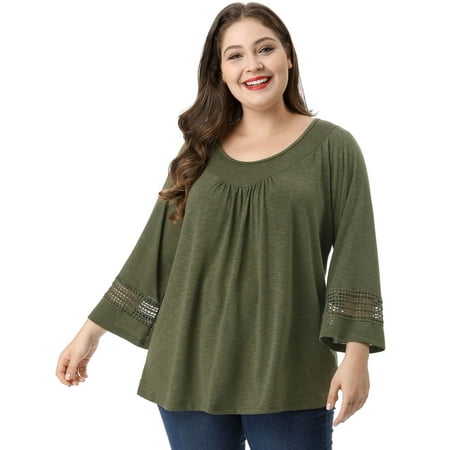 raglan 3x kimono ruched sleeves crochet panel plus
