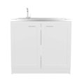 thumbnail image 3 of DEPOT E-SHOP Utility Sink Cabinet w/ 2 Doors & Shelves - White Storage Cabinet for Laundry & Kitchen, 3 of 6
