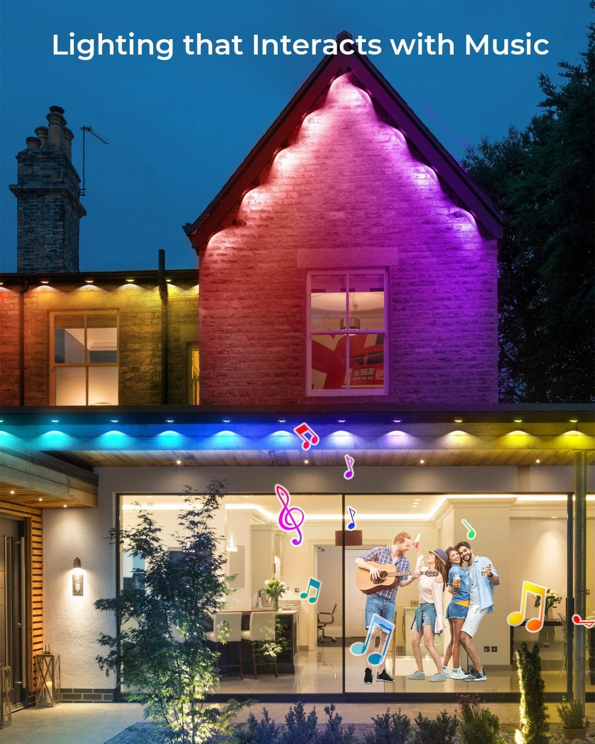 Permanent Outdoor Lights Waterproof, 30FT 20LEDs Eaves Lights APP&Remote Control, Color Changing Outdoor Lights with DIY Modes for Party Holiday Christmas,Valentines, Work with Alexa, Google Assista