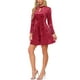 thumbnail image 4 of INSPIRE CHIC Vestido de Mujer de Terciopelo con Gargantilla de Cuello de Manga Larga Cintura Alta Vestidos Mini A-Line S Rojo, 4 of 5