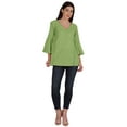 thumbnail image 5 of Moomaya Bell Sleeve Cotton Tunic For Womens V-neck Plain Summer Schiffli Top, 5 of 8