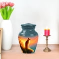 thumbnail image 3 of JAGASY Cat Urn for Ashes for Mother, Teal Blue Small Urns for Human Ashes Keepsake, Ocean Sunset Grassy Cliff & Yellow Blue Sky Decorative Urns for Couple, Memorial Mini Urn for Father, (3 Inch), 3 of 3
