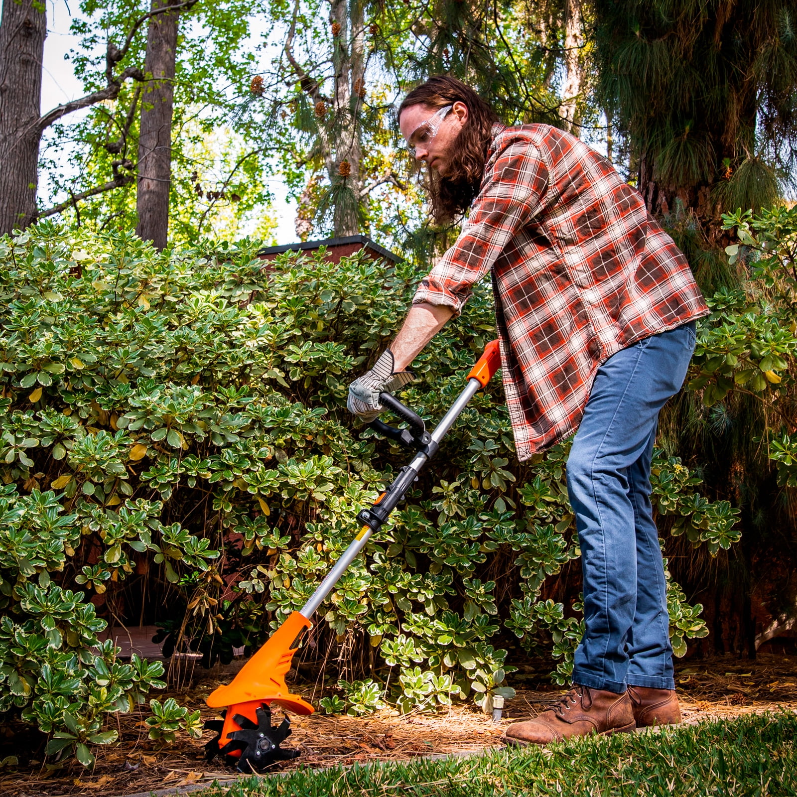 Ukoke Cordless Tiller Cultivator 20V 2.5 A Battery 280 max RPM Powered Tiller Cultivator, w/24 Steel Blade Cultivate Max Tilling 5'' deep Path by 7.8'' Wide