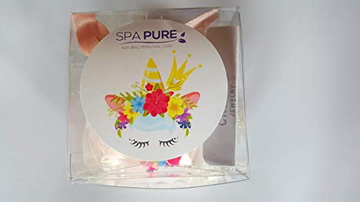 Spa Pure Unicorn Bath Bomb for Girls with Necklace & Earrings gift,cutest Unicorn with hearts on cheeks, Gift Idea, Back to School, Necklace & Earrings, Stainless Steel enamel (White)