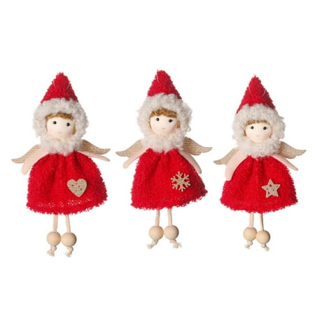 

Dasbsug Christmas Angel Hanging Doll 3pcs Wearing Cloak Xmas Tree Hanging Pendant for Home Party Front Door Wall Window Decoration Girls Gift