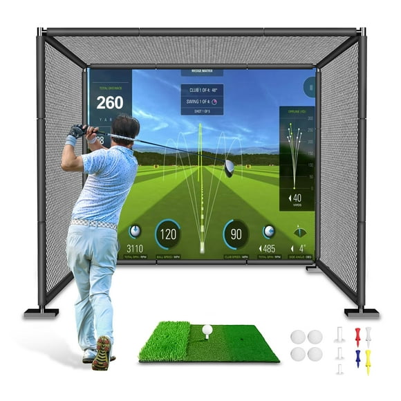 Jaula de golf YUNIC con marco de metal, simulador de 2,4 x 2,4 x 2,4 m