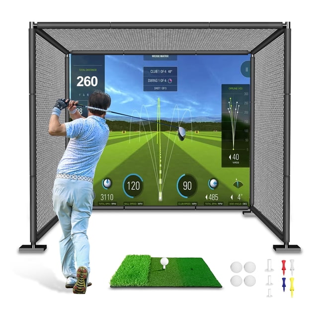 Jaula de golf YUNIC con marco de metal, simulador de 2,4 x 2,4 x 2,4 m