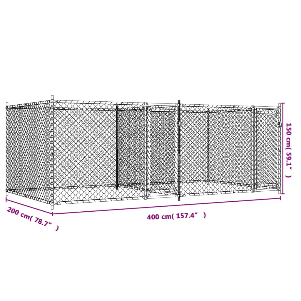 vidaXL Dog Cage Grey Galvanized steel Large Durable Dog Cage