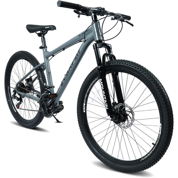 26 Inch All-Terrain Mountain Bike with Disc Brakes 21-Speed Drivetrain & Durable Carbon Steel Frame,Black Grey