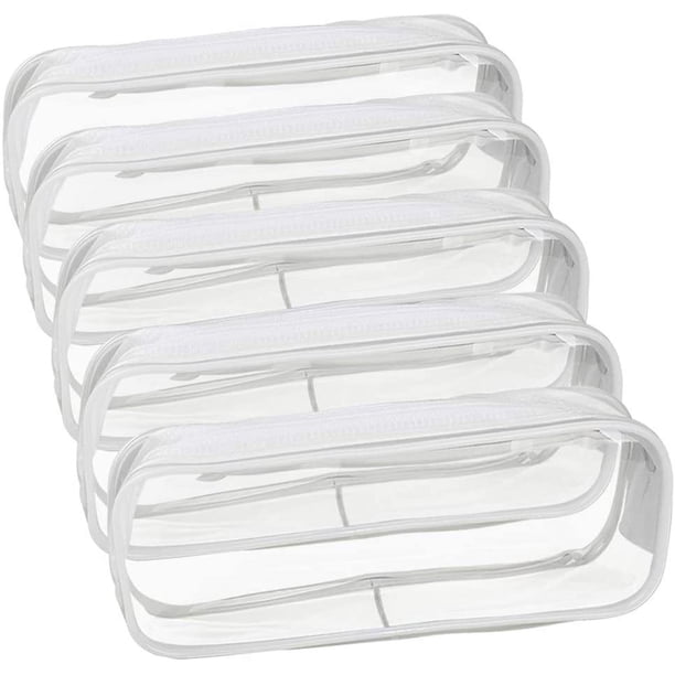 Estuche para lápices transparente de 5 piezas, estuche para lápices transparente para la escuela, estuche para lápices de PVC, estuche para lápices con cremallera, estuche para lápices escolares de gran capacidad para almacenamiento de papelería oso de fresa Electrónica
