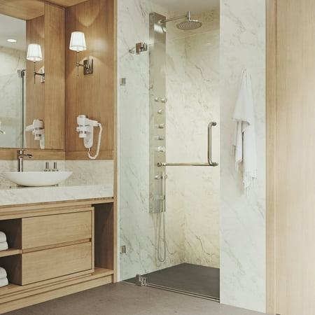 Vigo 42 Frameless Shower Door 3 8 Clear Glass Brushed Nickel
