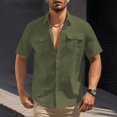 thumbnail image 3 of Mens Short Sleeve Button Down Linen Shirt with Spread Collar and Dual Chest Pockets for Casual or Office Wear, 3 of 6