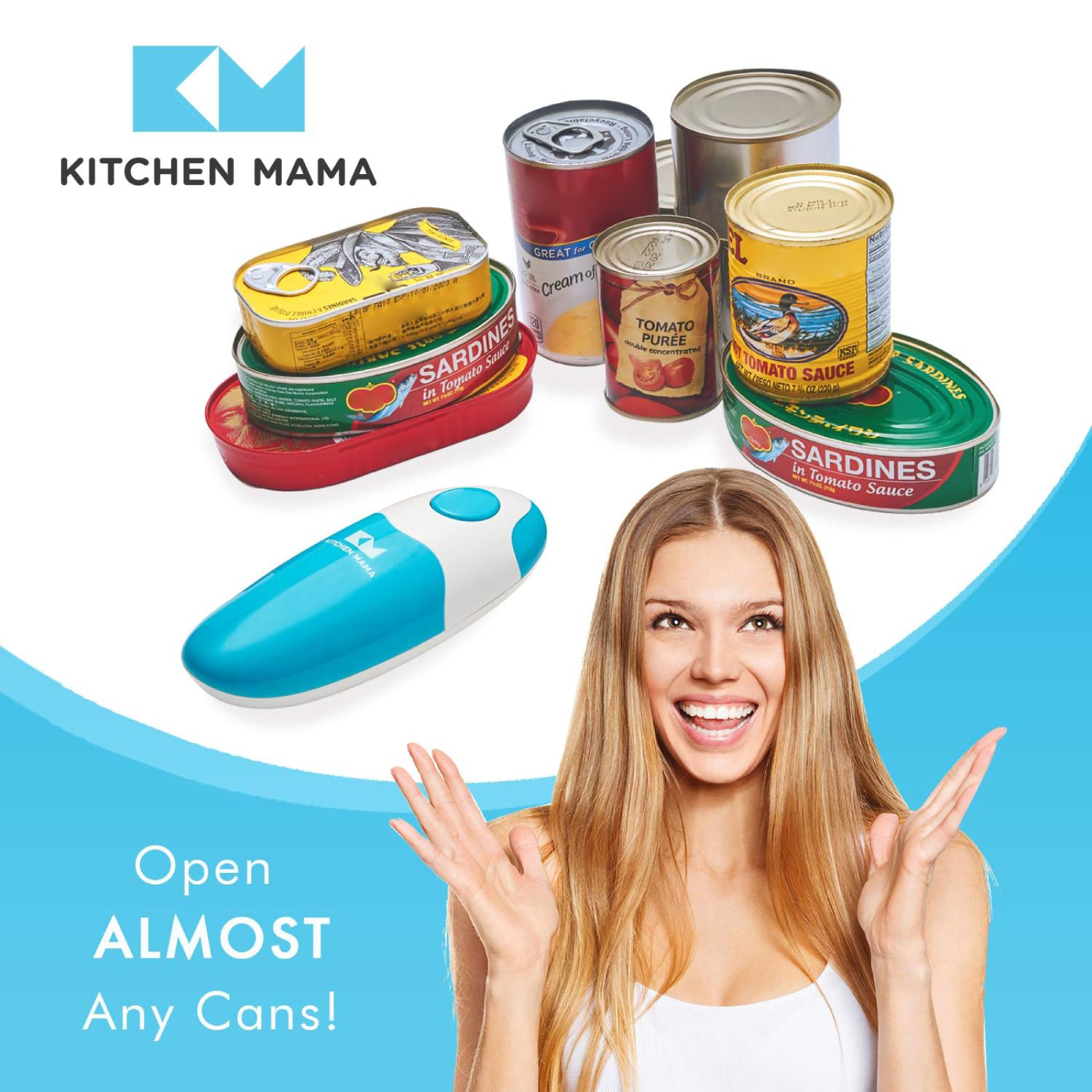 Kitchen Mama Handheld Electric Can Opener, Sky Blue photo 5
