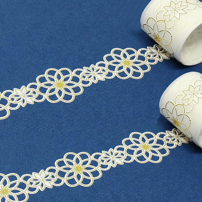 Wrapables Hollow Lace Pattern Washi Masking Tape 2M Length Total (Set of  2), Gold Princess 