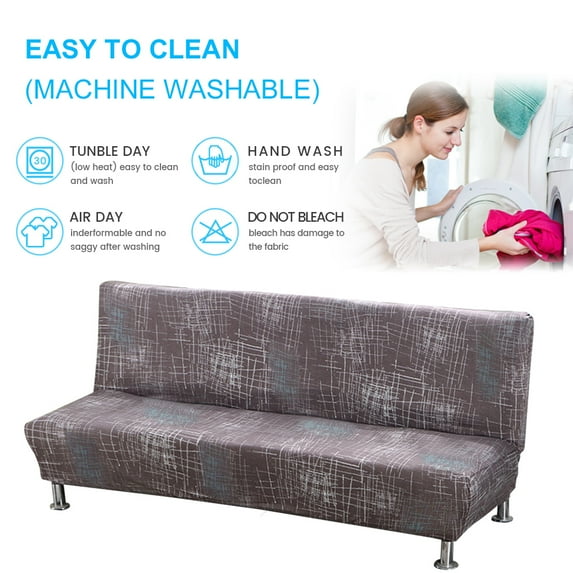 SHANNA Armless Sofa Futon Cover Folding Stretch Sofa Bed Slipcover Protector 180-210cm (Gray Stripes)
