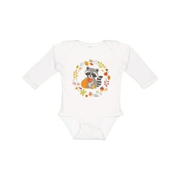 Inktastic Thanksgiving Holiday Woodland Raccoon Boys or Girls Long Sleeve Baby Bodysuit