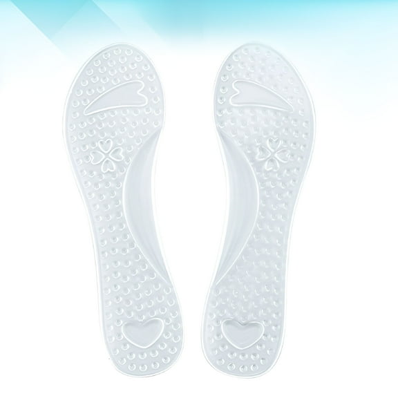 XIRQI Gel Insoles 1 Pair Gel Insoles Washable Lady Foot Therapy Shoe Pad Non-Slip Foot Arch Support Cushion Orthotics Foot Care Tool Massager (White Transparent)