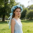 thumbnail image 7 of Small Rose Headband for Women, Handmade Fabric Rose Headpiece for Wedding, Birthday Party, Dance Party, and Photography â Floral Hair Accessory (Orange), 7 of 7