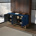 thumbnail image 2 of EUROCO 59.8" Retro Sideboard Storage Buffet Cabinet, wooden Buffet Cabinet with 4 doors, 2 Adjustable Shelves, Rectangular Metal Handles and Legs for Kitchen, Living room, and Dining Room, Navy, 2 of 8