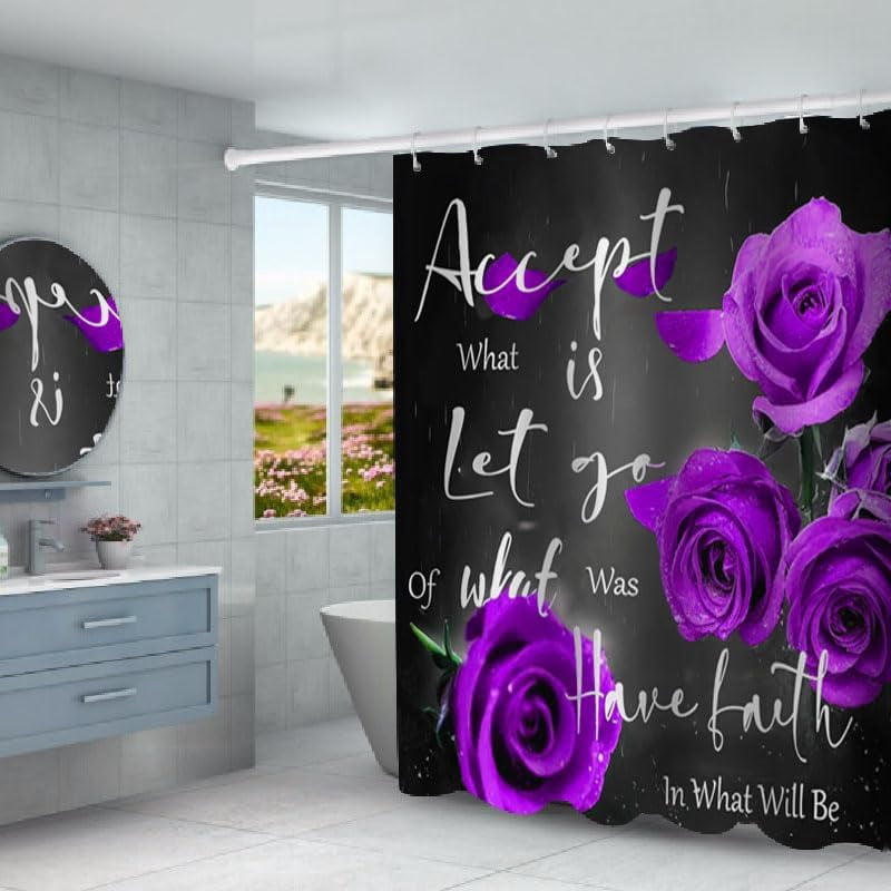 Marble Rules Shower Curtain Sets for Bathroom Decor, 72x72 Inches with Rugs and Accessories, Waterproof Machine Washable Bath Curtain… (Curtain Set-Relax)