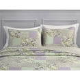 thumbnail image 3 of Chezmoi Collection Daisy 3-Piece Printed Patchwork Quilt Set, Purple Butterfly Botanical Candy Stripe Checkered Coverlet, Pre-Washed Microfiber Lightweight Reversible Bedspread, King Size, 3 of 8