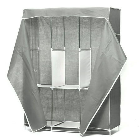 Two Size Portable Closet Storage Organizer Clothes Wardrobe Shoe Clothing Rack Shelf Dustproof Non-woven Fabric,Quick and Easy to Assemble