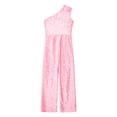 thumbnail image 6 of vastwit Kids Girls Wide Leg Jumpsuit Sequin Sleeveless One Shoulder High Waist Party Romper Playsuit Pink 10, 6 of 7