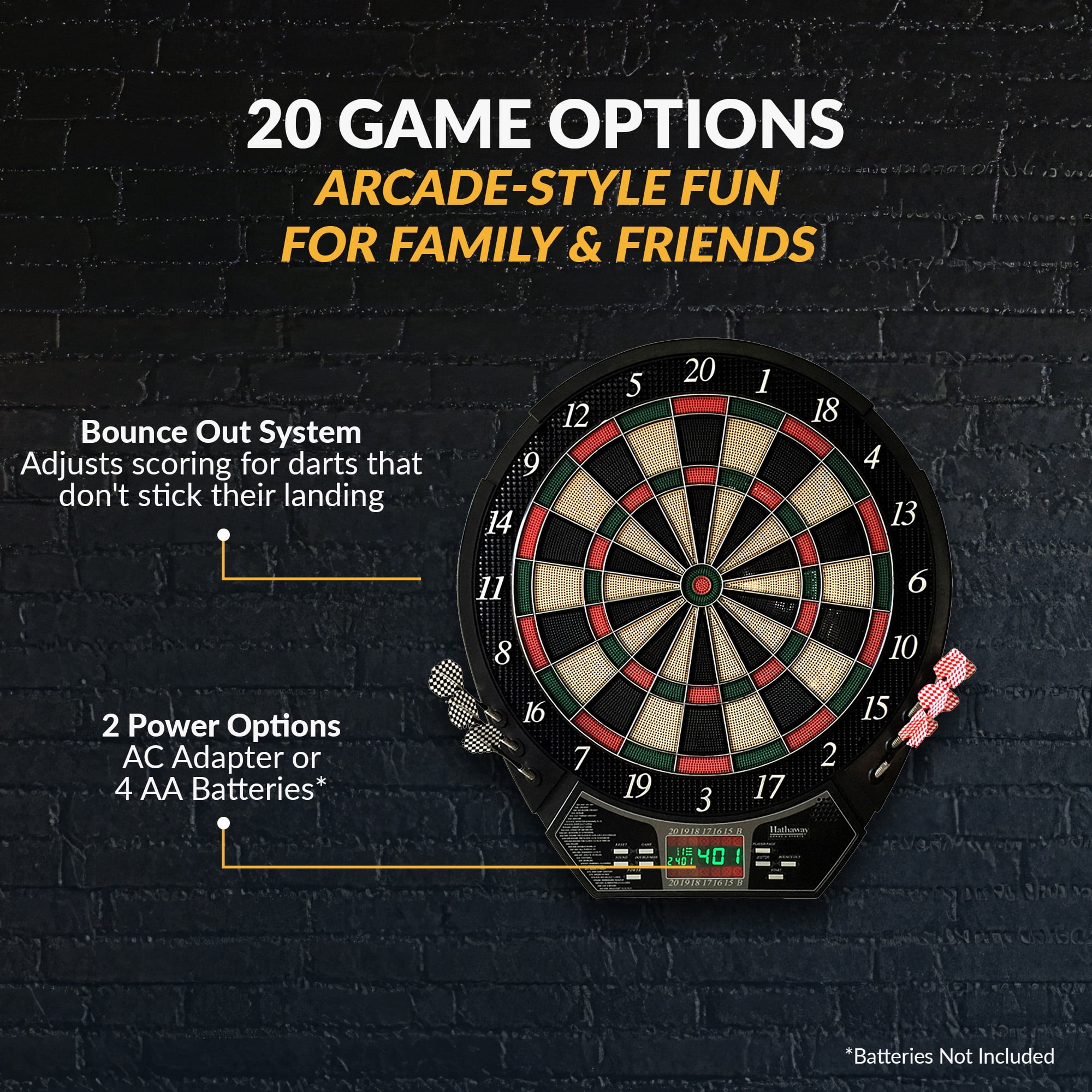 Hathaway Magnum 15.5-in Electronic Dartboard - 20 Games - Soft Tip
