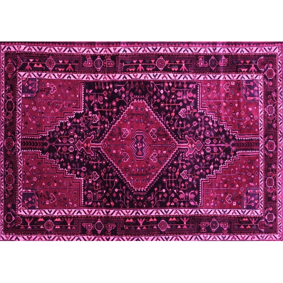 Ahgly Company Machine Washable Indoor Rectangle Persian Pink Traditional Area Rugs, 8' x 12'