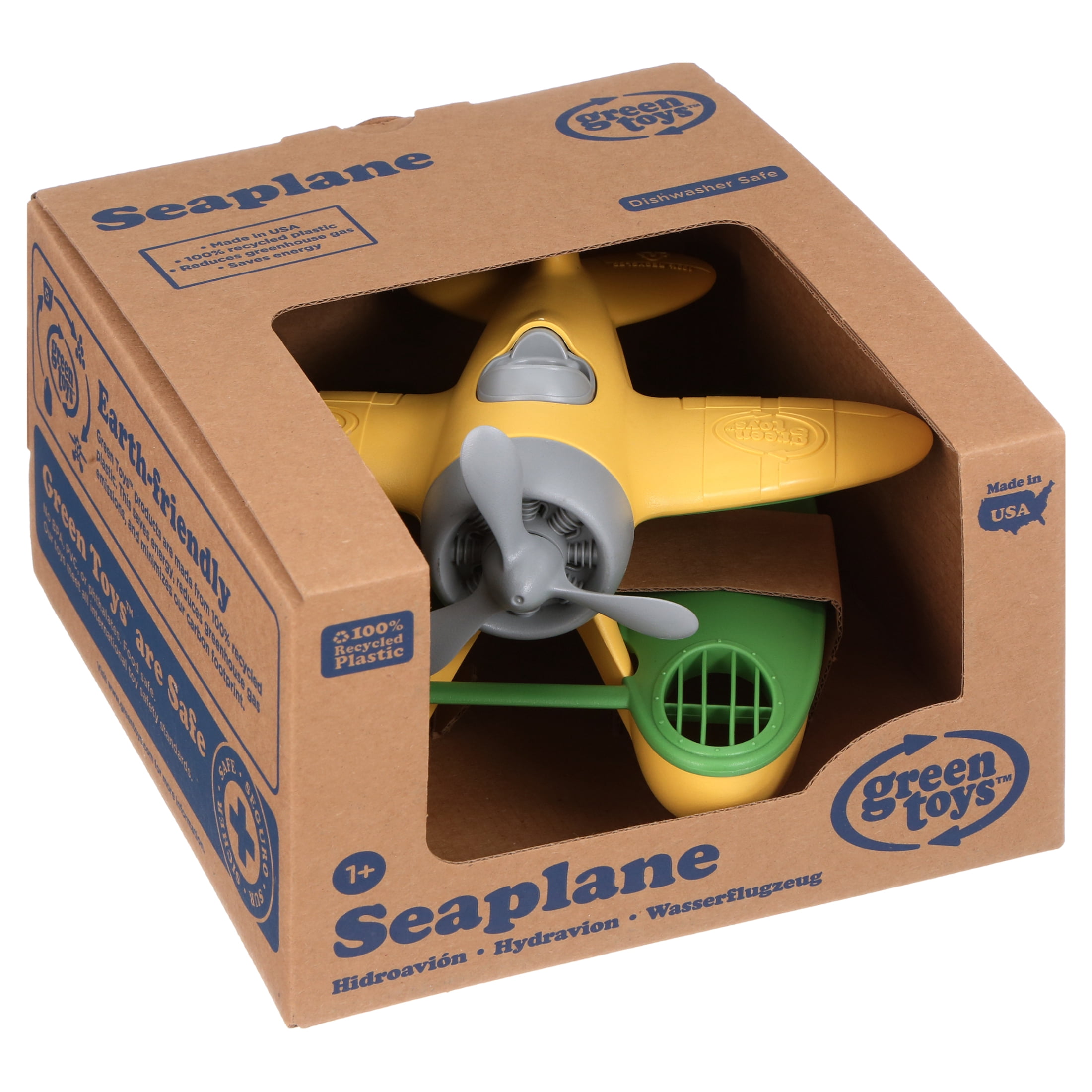Green Toys: Seaplane - Yellow - Floating Water & Bathtime Toy, Indoor & Outdoor, Spinning Propeller, Recycled Plastic, Kids & Toddler, Ages 1+