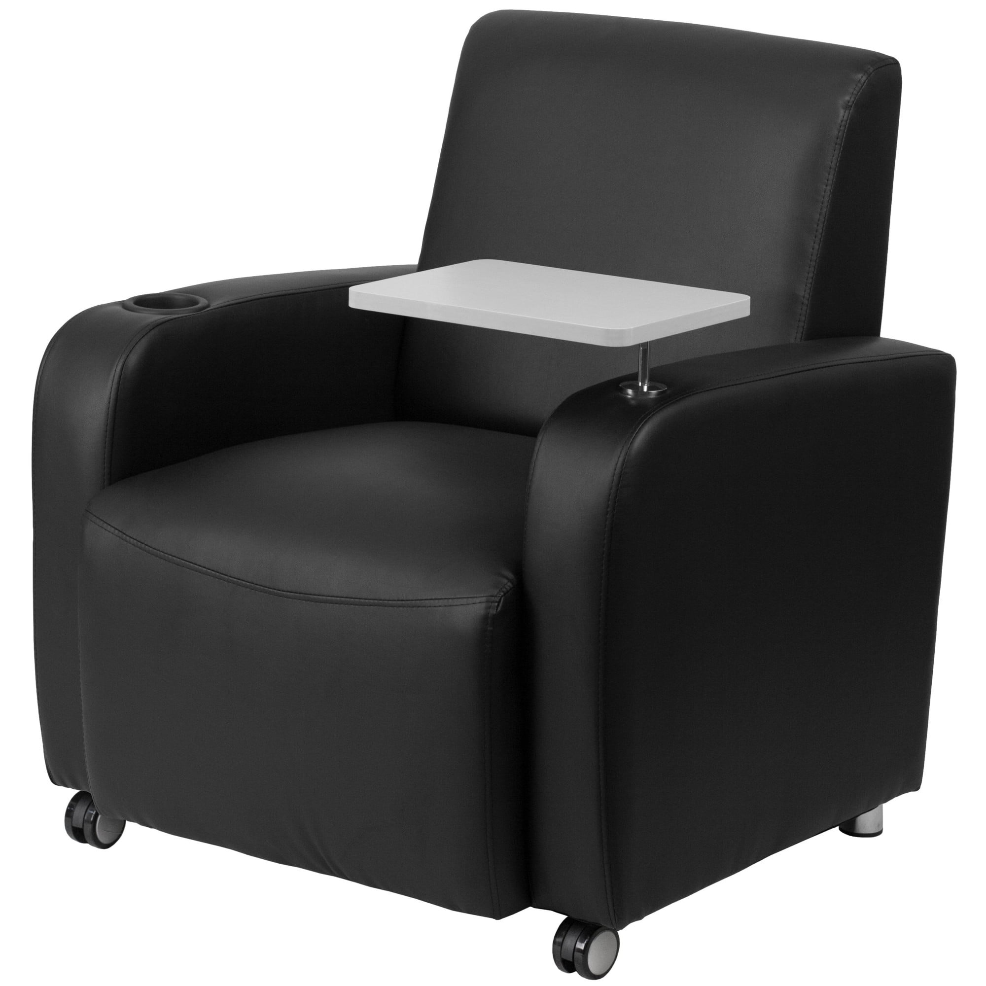Flash Furniture Black LeatherSoft Guest Chair with Tablet Arm, Front