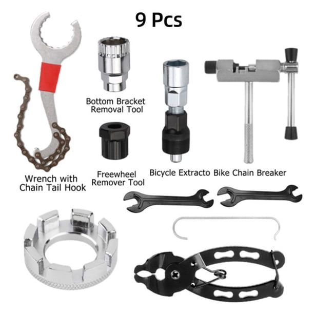 Bolsa De Reparación De Bicicletas, Kit De Herramientas De Reparación De Bicicletas Acero Al Carbono 9 Piezas Removedor De Rueda Removedor De Manivela Para Accesorios