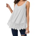 thumbnail image 2 of FUYUDY Women Tank Top Versatile Trendy Elegant Scoop Neck Loose Fit Lace Patchwork Hem Camisole Comfortable Lightweight Vest Top For Ladies Everyday Wear,White,XXXL, 2 of 3