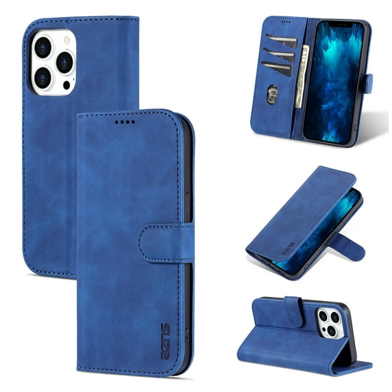 PU Leather Slim Case for iPhone 14 Pro 5G 2022 (6.1 inch), Allytech Card Slots Magnetic Closure and Stand Folio Wallet TPU Bumper Case for Apple iPhone 14 Pro, Blue